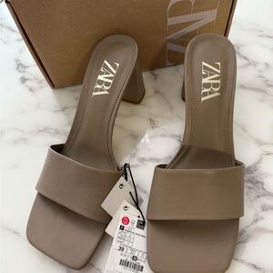 Zara Women's Taupe Slide Heels